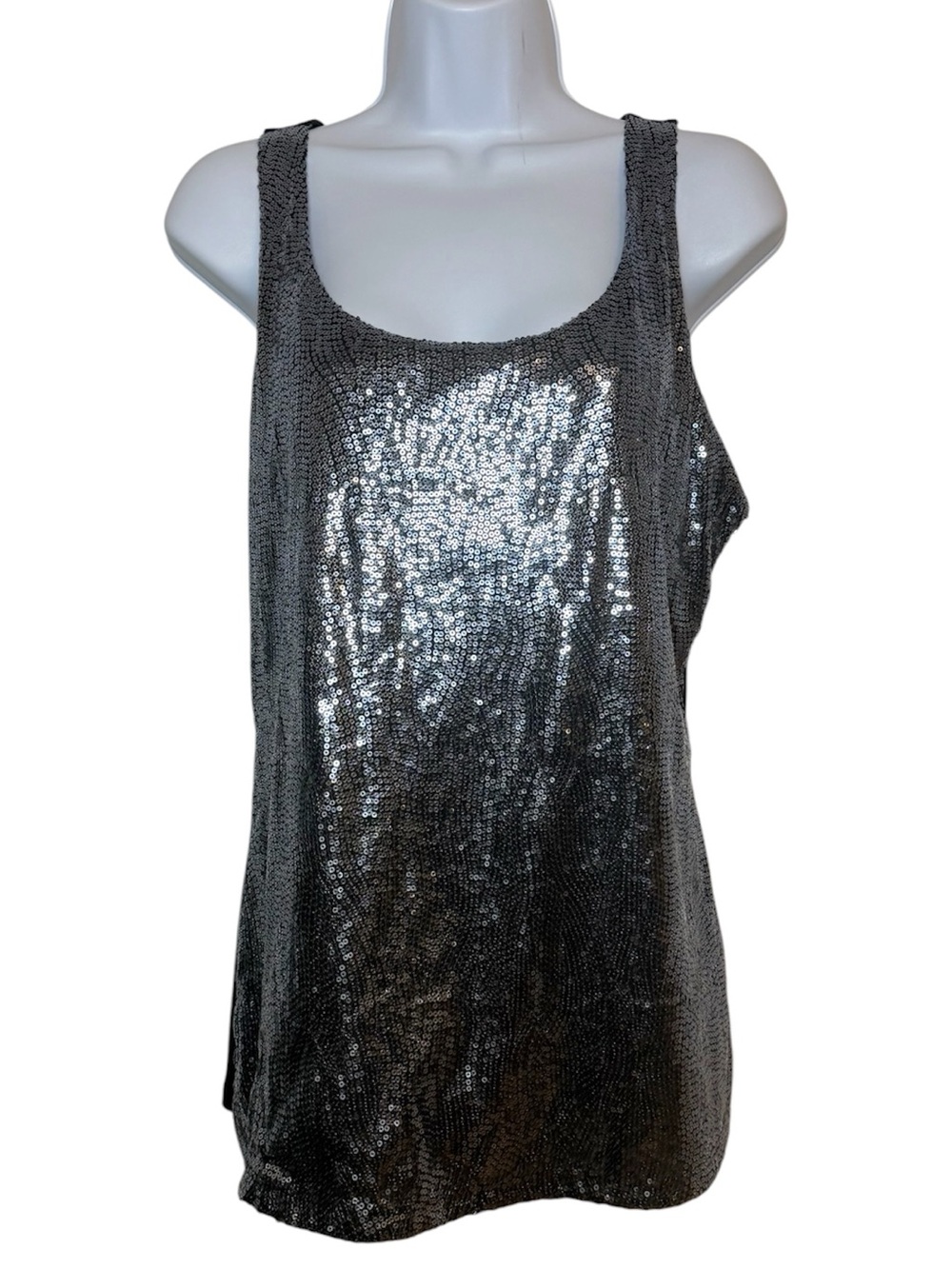 The Limited Silver Sequin Tank Top Sleeveless Blouse Party Holiday Sparkle